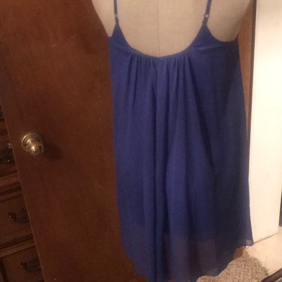 Express Blue Baby Doll Dress with Beaded V neck - Picture 3 of 3